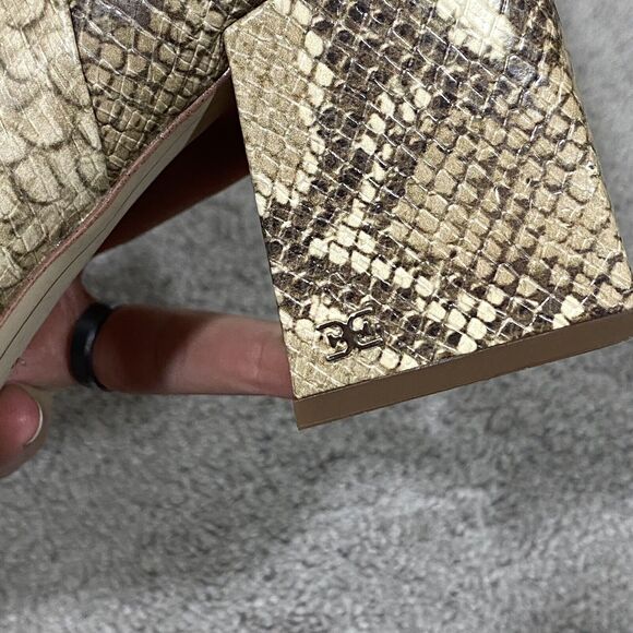 Sam Edelman Daruby Snakeskin Booties Womens 9M Brown Ankle Boots Block Heels - Picture 5 of 12